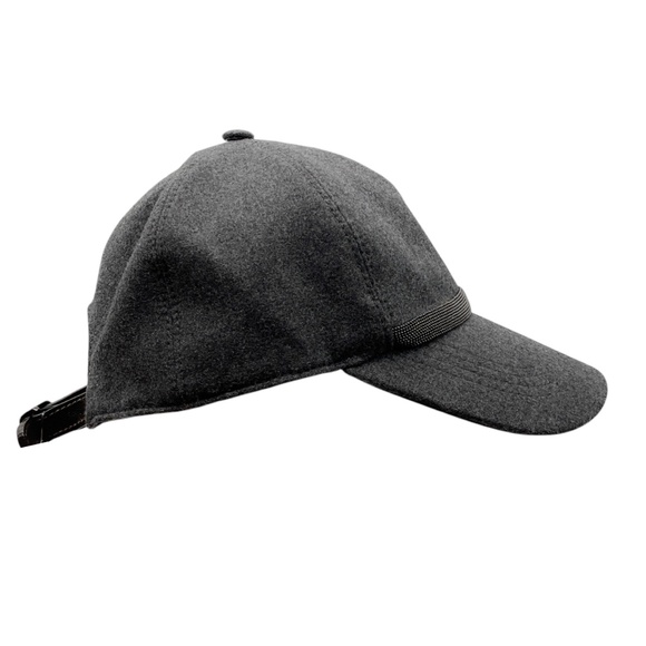 BRUNELLO CUCINELLI CHARCOAL GREY MONILI BEAD EMBELLISHED WOOL CAP / HAT main image 4